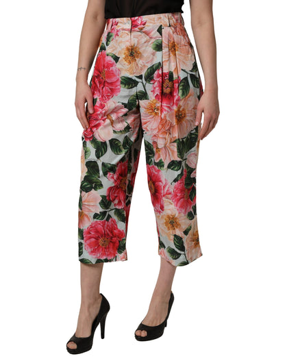 Pantacourt taille haute à imprimé floral multicolore Dolce & Gabbana