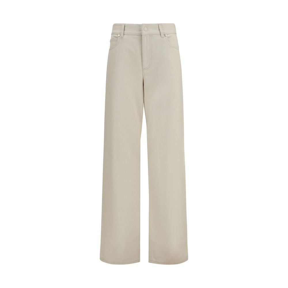 Vaqueros rectos de algodón beige Fendi