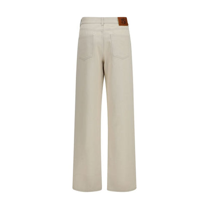 Vaqueros rectos de algodón beige Fendi