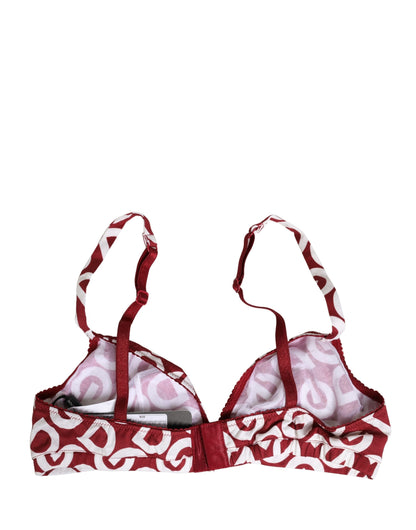 Soutien-gorge sans armature en coton à logo monogramme rouge Dolce & Gabbana