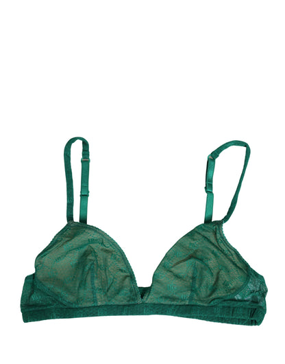 Sujetador de Copa Blanda Elástico de Nailon Verde Dolce & Gabbana Ropa Interior