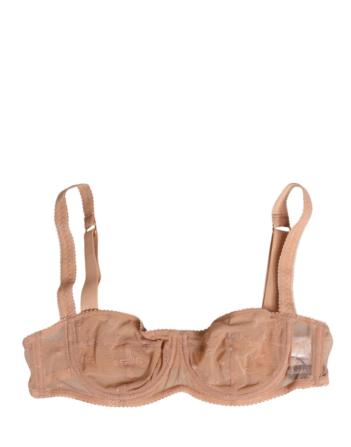 Dolce & Gabbana Sujetador balcón con aros de malla de encaje beige Ropa interior