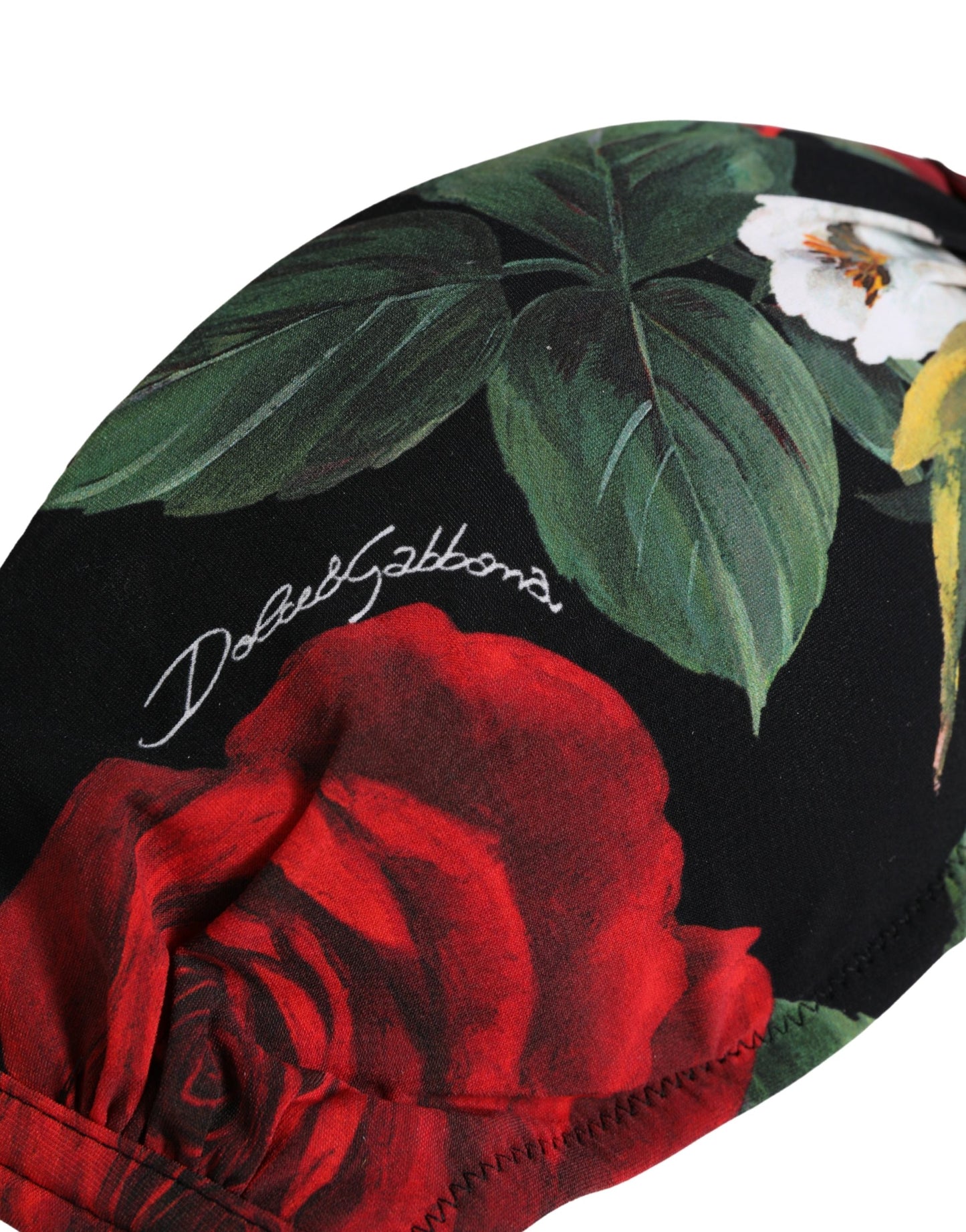Haut de bikini rembourré à licou Dolce & Gabbana noir floral