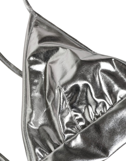 Top corto palabra de honor sin mangas Dolce & Gabbana de color plateado metalizado