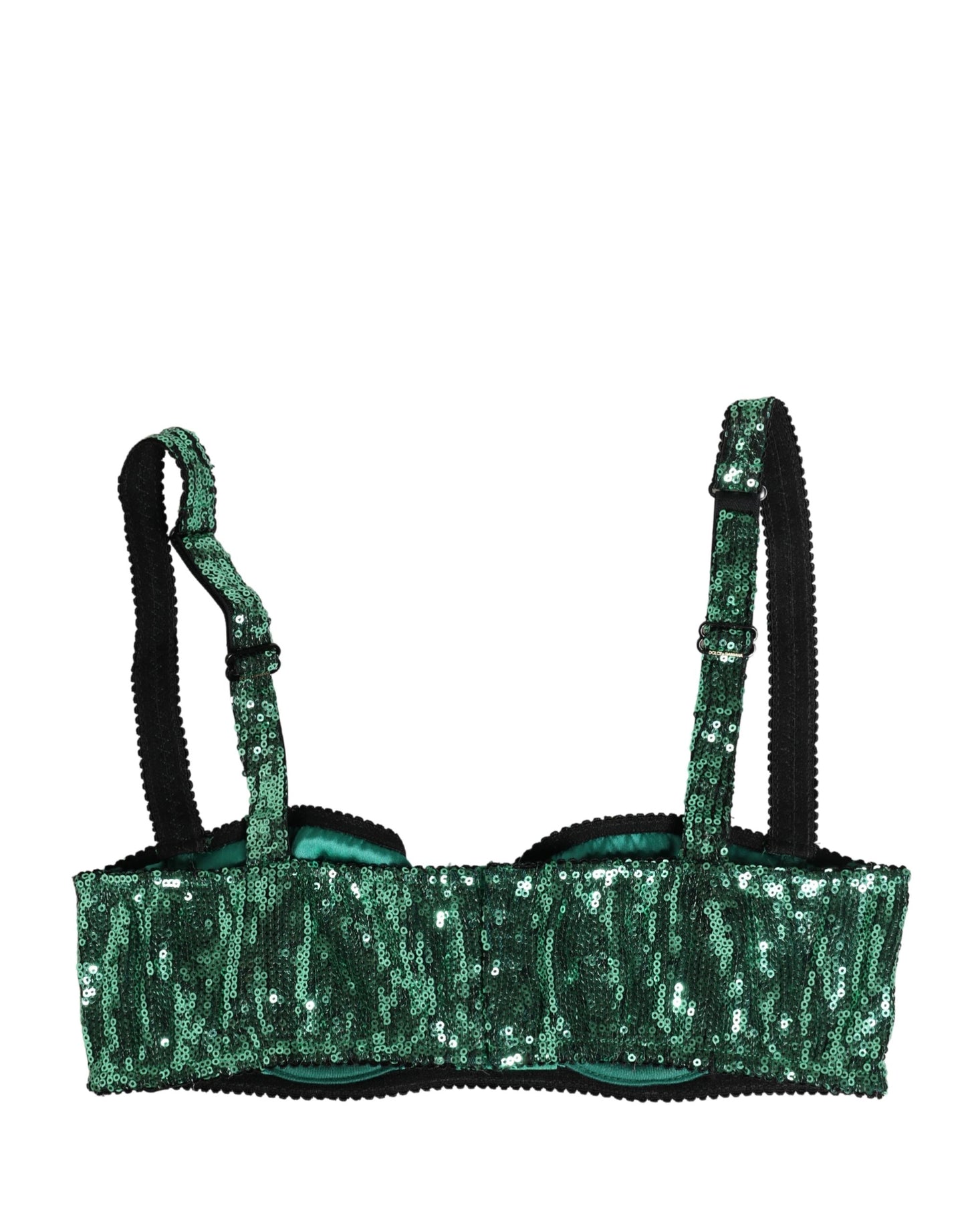 Sujetador balcón de nylon verde con lentejuelas de Dolce & Gabbana