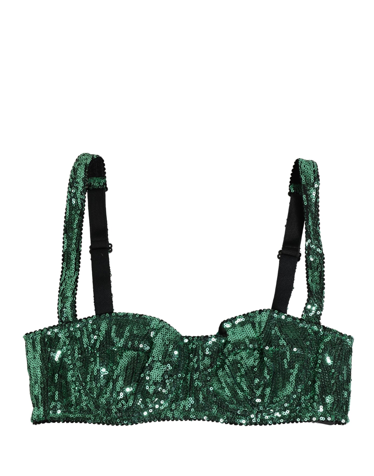 Sujetador balcón de nylon verde con lentejuelas de Dolce & Gabbana