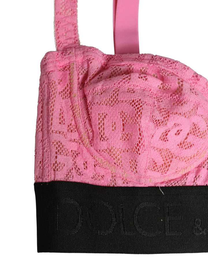 Sujetador de lencería de balcón con aros y semirelleno rosa de Dolce & Gabbana