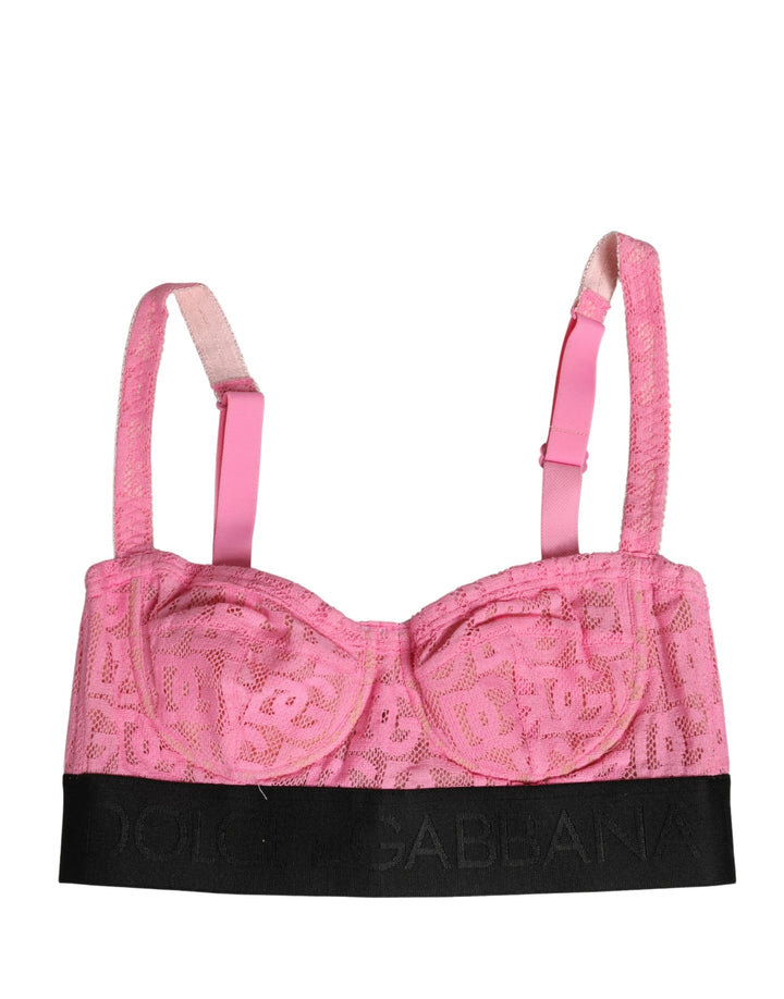 Sujetador de lencería de balcón con aros y semirelleno rosa de Dolce & Gabbana