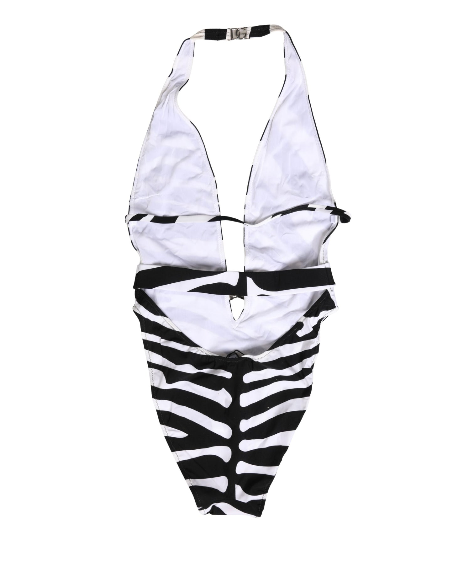 Maillot de bain une pièce Dolce & Gabbana zèbre noir et blanc avec décolleté en V profond