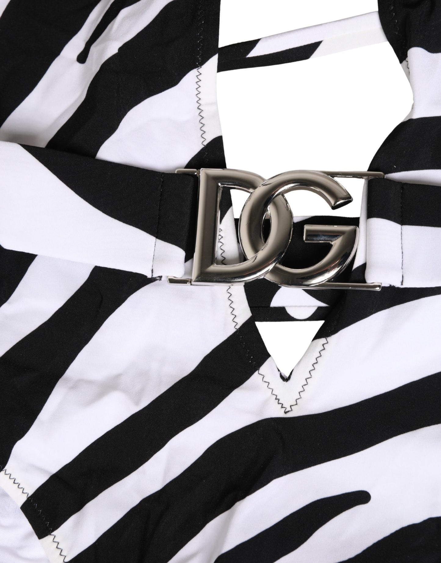 Maillot de bain une pièce Dolce & Gabbana zèbre noir et blanc avec décolleté en V profond