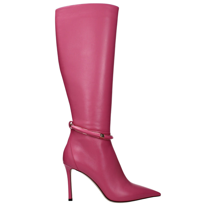 Jimmy Choo Pink Leather High Heel Boots