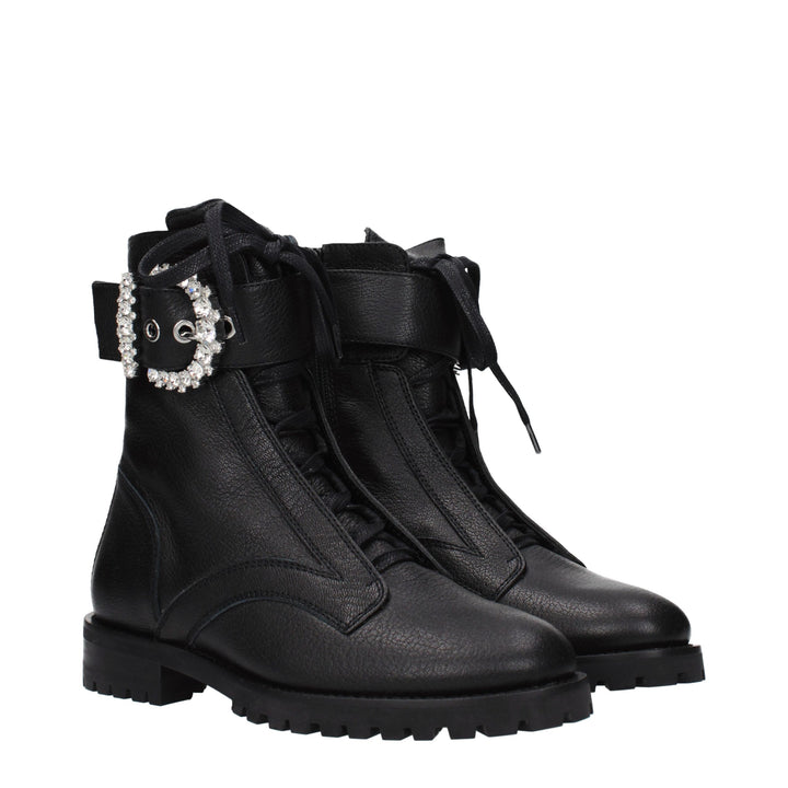 Jimmy Choo Black Leather Ankle Boots