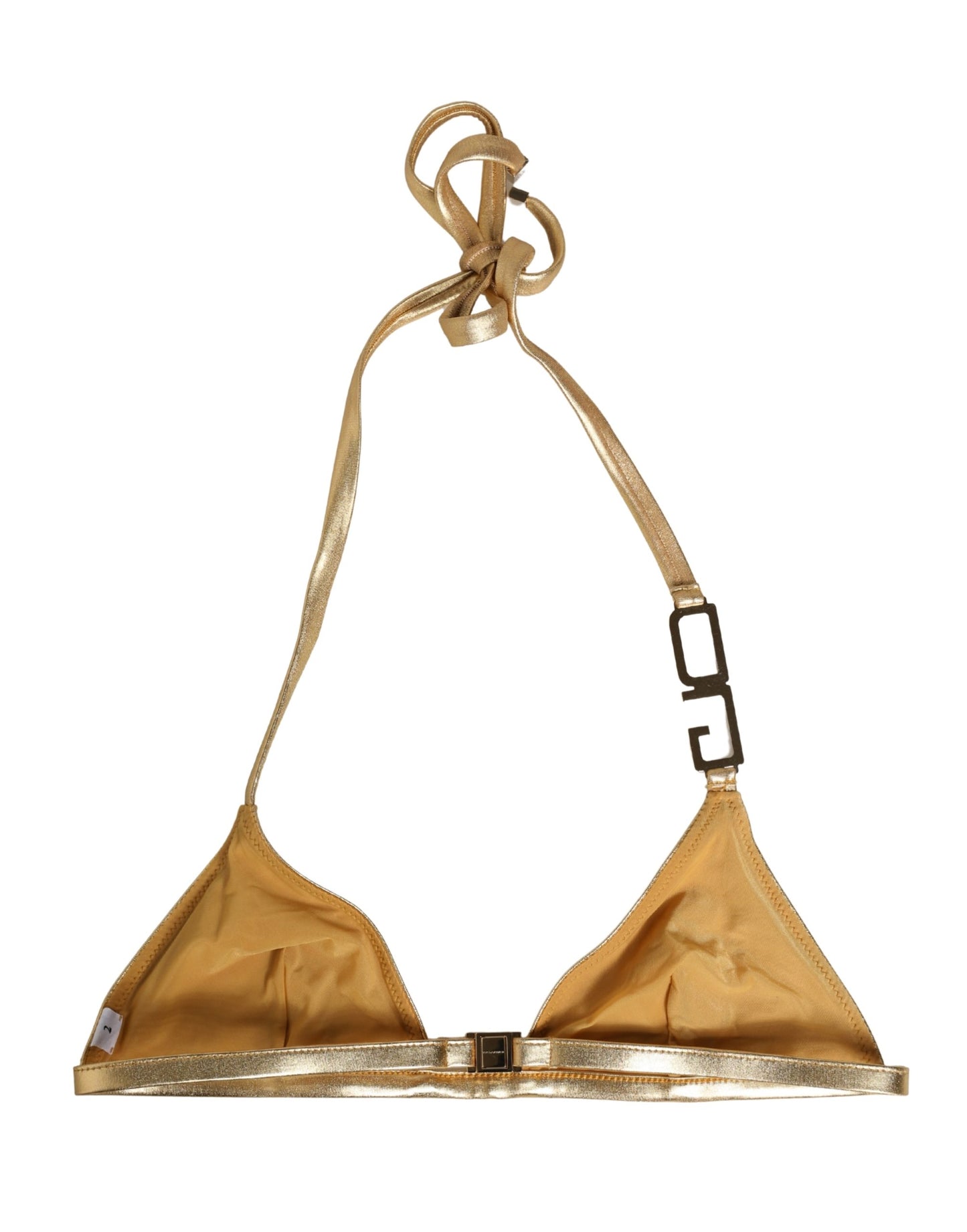 Top de bikini triangular dorado Dolce & Gabbana con logo DG Traje de baño