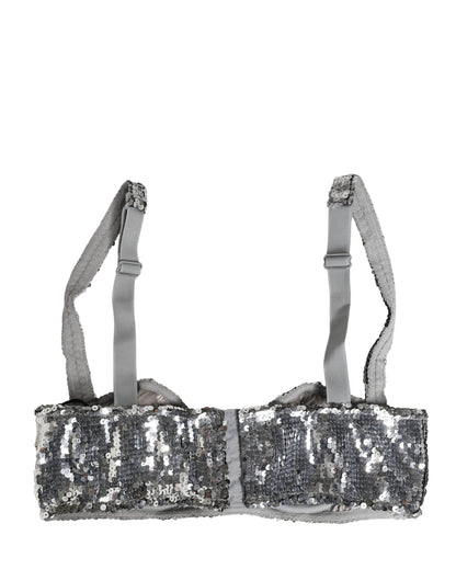 Soutien-gorge balconnet Dolce & Gabbana en nylon pailleté argenté