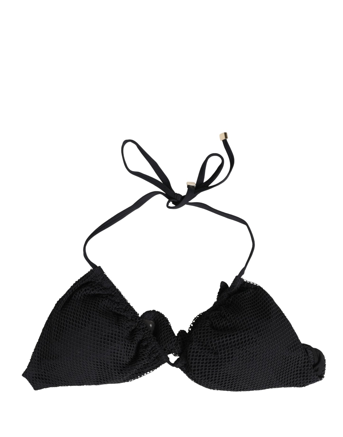 Haut de bikini triangle rembourré Dolce & Gabbana noir avec liens tour de cou