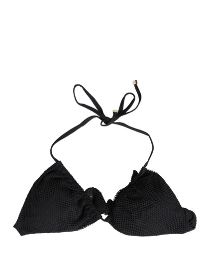 Haut de bikini triangle rembourré Dolce & Gabbana noir avec liens tour de cou
