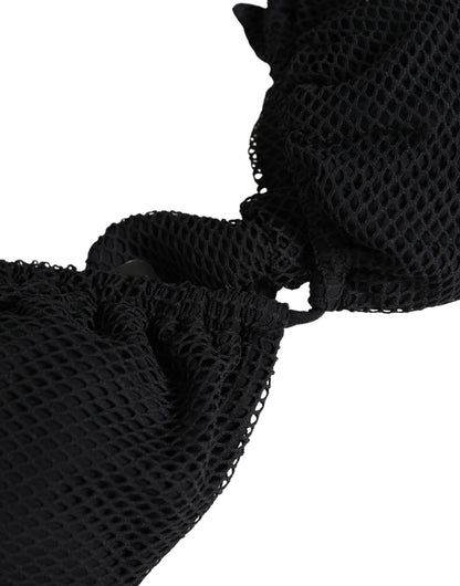 Haut de bikini triangle rembourré Dolce & Gabbana noir avec liens tour de cou