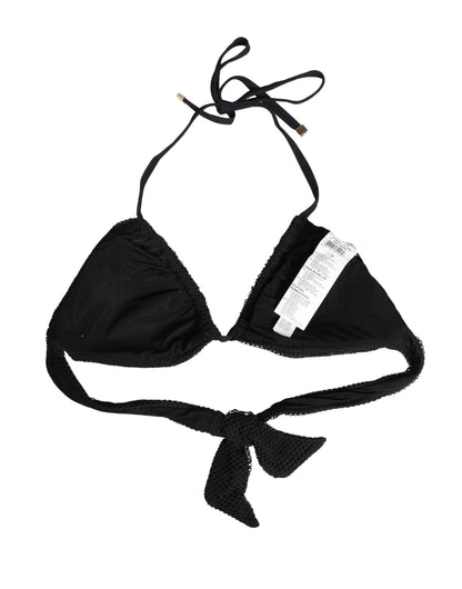 Haut de bikini triangle rembourré Dolce & Gabbana noir avec liens tour de cou
