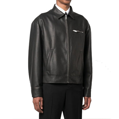Chaqueta de cuero negra Prada