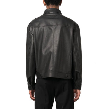 Chaqueta de cuero negra Prada