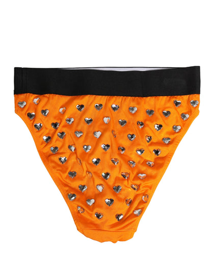 Ropa interior de braguita de talle alto con cristales naranjas de Dolce & Gabbana