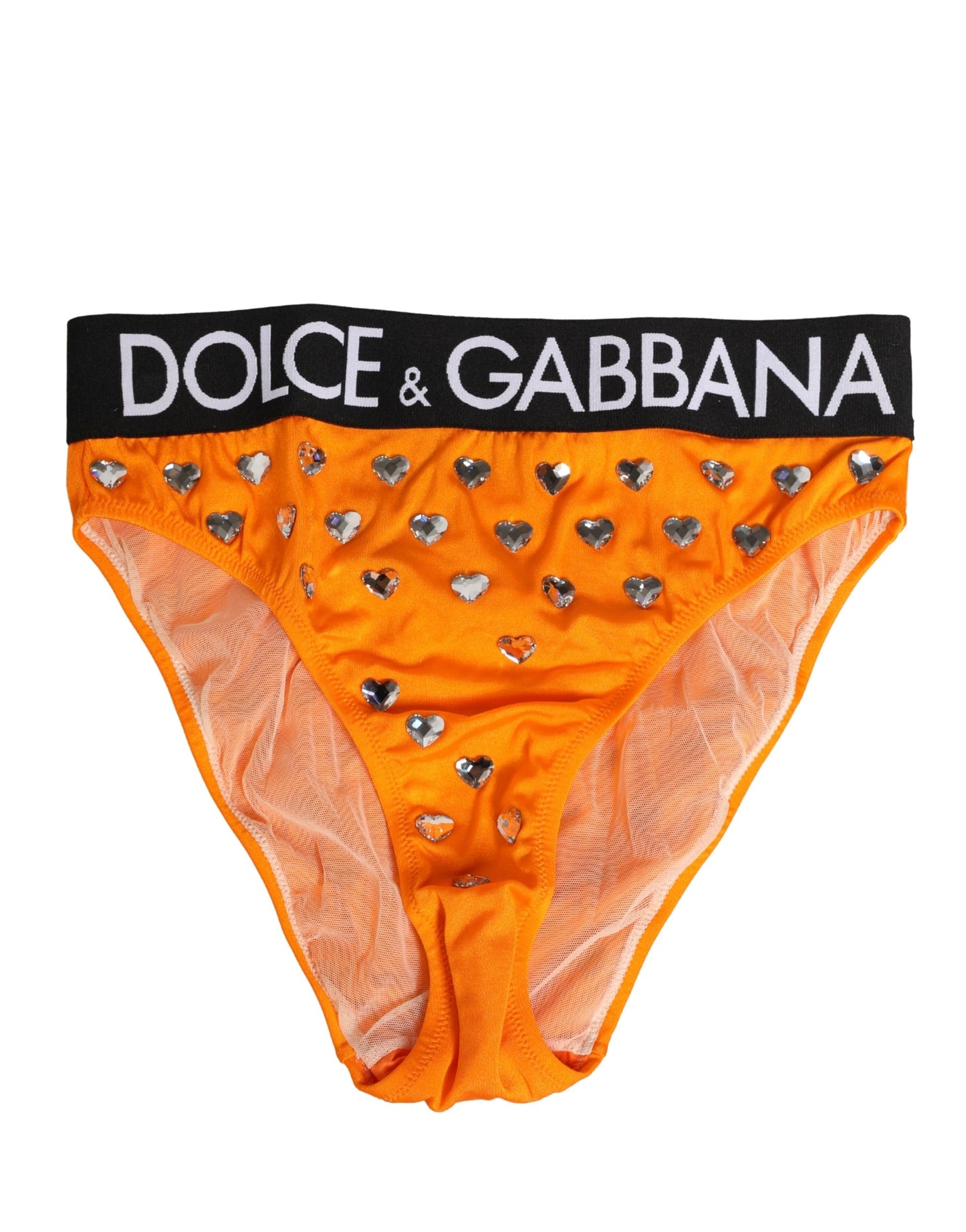 Ropa interior de braguita de talle alto con cristales naranjas de Dolce & Gabbana
