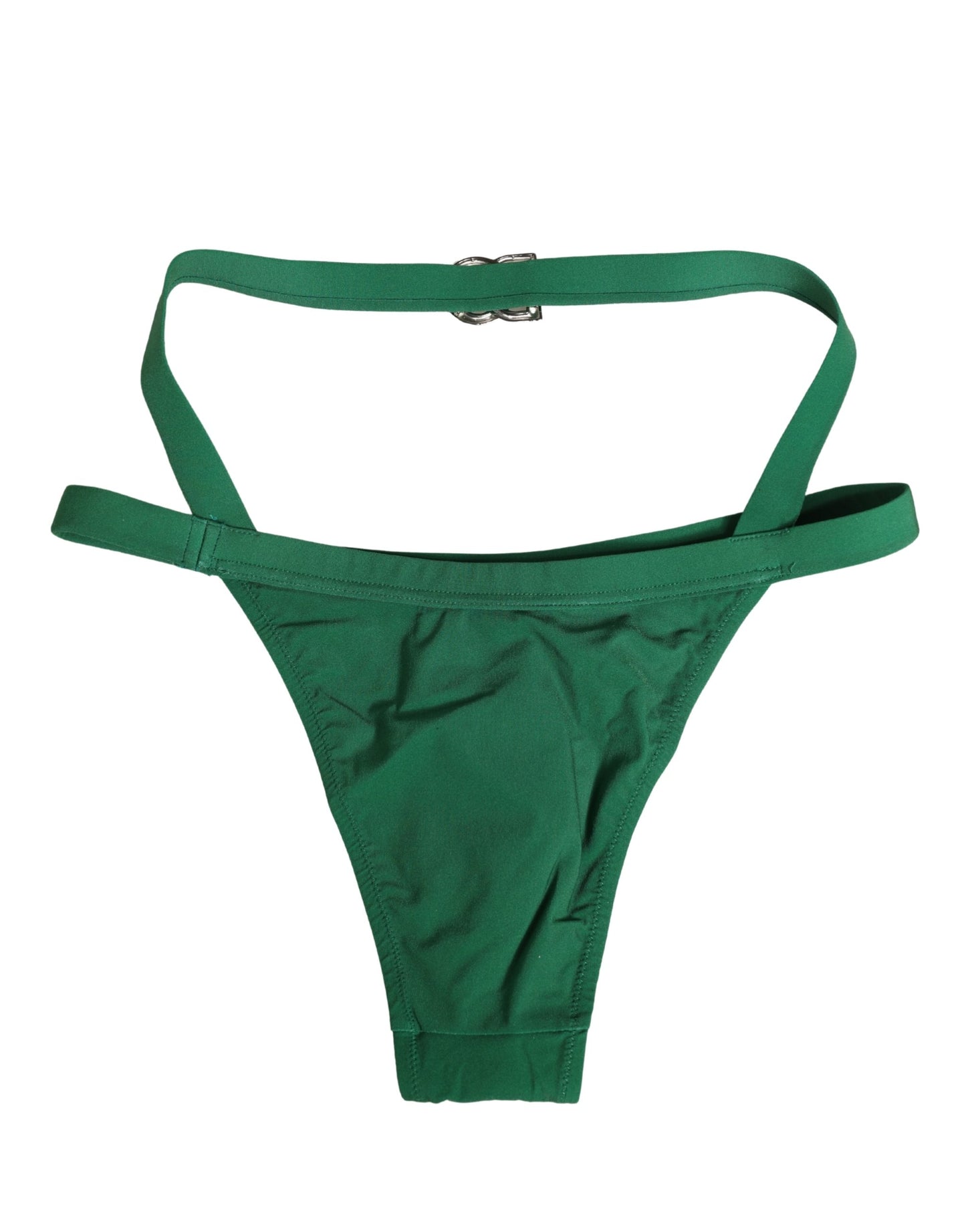 Ropa interior tipo braguita de nailon con placa de logo verde de Dolce & Gabbana