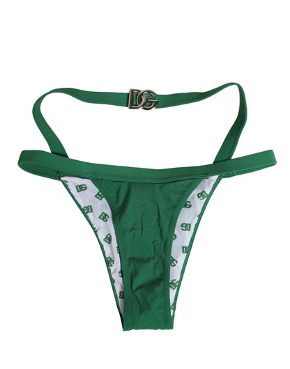 Ropa interior tipo braguita de nailon con placa de logo verde de Dolce & Gabbana