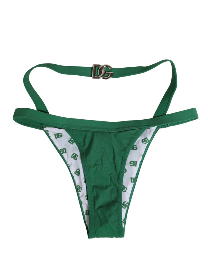 Ropa interior tipo braguita de nailon con placa de logo verde de Dolce & Gabbana