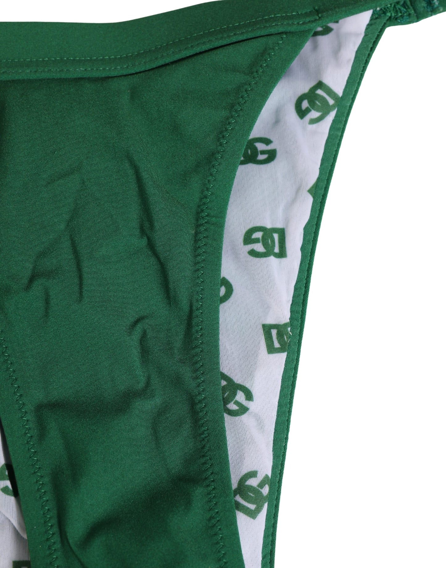 Ropa interior tipo braguita de nailon con placa de logo verde de Dolce & Gabbana