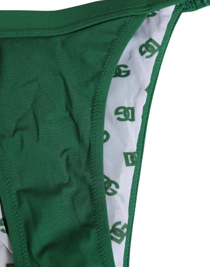 Ropa interior tipo braguita de nailon con placa de logo verde de Dolce & Gabbana