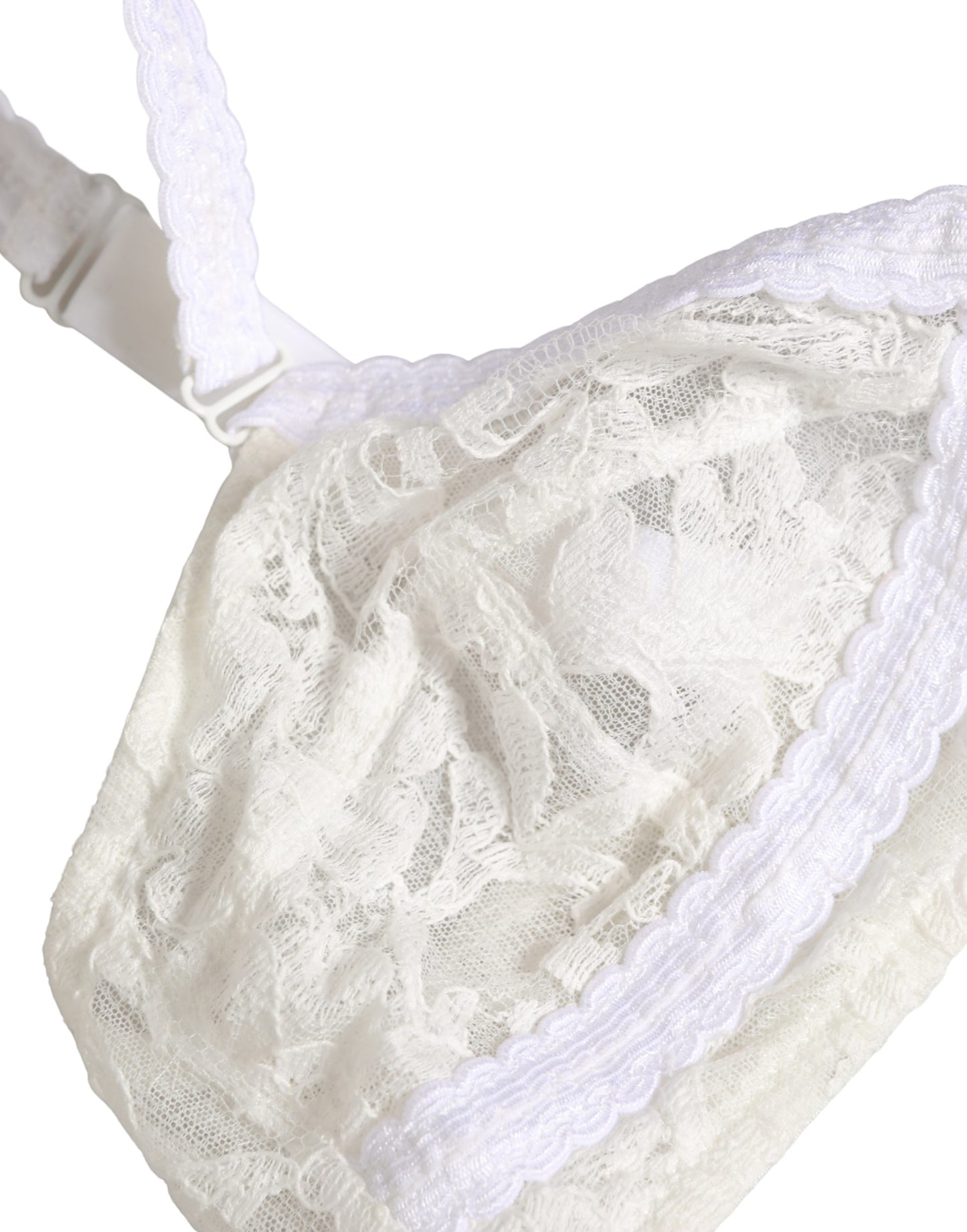 Soutien-gorge sans armatures à bonnets souples en dentelle de coton blanc Dolce & Gabbana Sous-vêtements