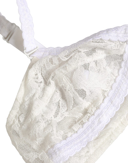 Soutien-gorge sans armatures à bonnets souples en dentelle de coton blanc Dolce & Gabbana Sous-vêtements
