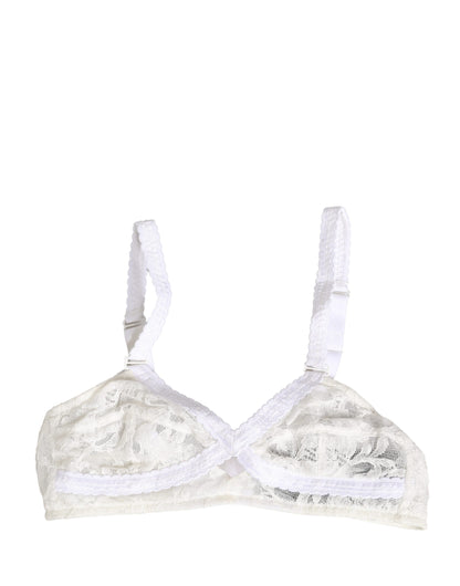 Soutien-gorge sans armatures à bonnets souples en dentelle de coton blanc Dolce & Gabbana Sous-vêtements
