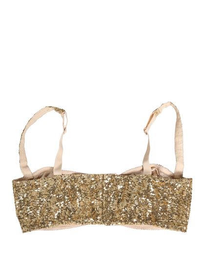 Sujetador de aros semirrelleno de lentejuelas doradas Dolce & Gabbana Ropa interior