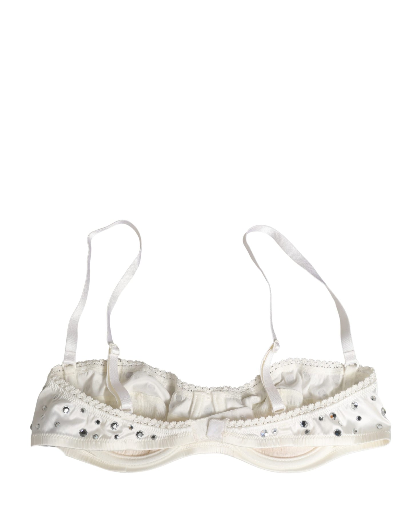 Soutien-gorge Dolce & Gabbana Blanc Semi-rembourré à Armatures et Strass