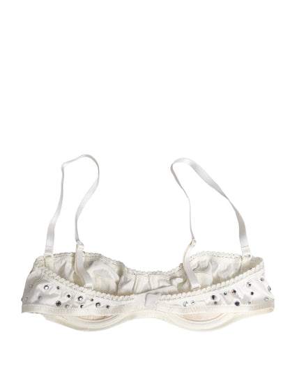 Soutien-gorge Dolce & Gabbana Blanc Semi-rembourré à Armatures et Strass