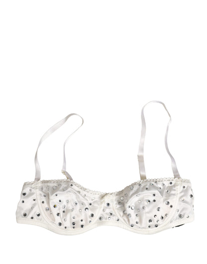 Soutien-gorge Dolce & Gabbana Blanc Semi-rembourré à Armatures et Strass