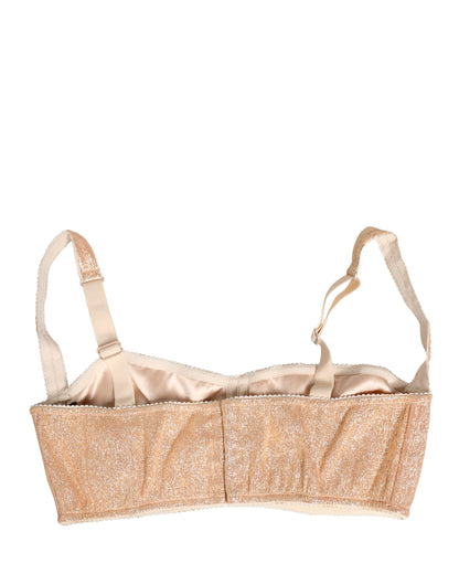 Sujetador de ropa interior Balconette con aros semi acolchado beige de Dolce & Gabbana