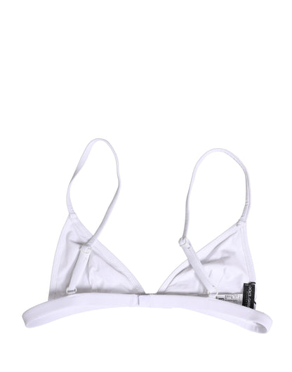 Haut de maillot de bain Dolce & Gabbana en nylon blanc avec motif triangle