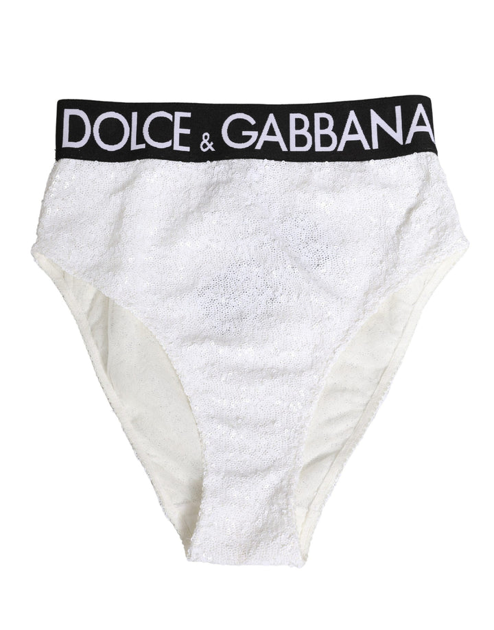 Ropa interior tipo braguita de talle alto con lentejuelas blancas y negras de Dolce & Gabbana