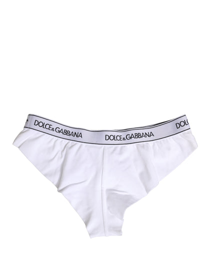 Ropa interior tipo braguita con logo en la cintura de algodón blanco Dolce & Gabbana