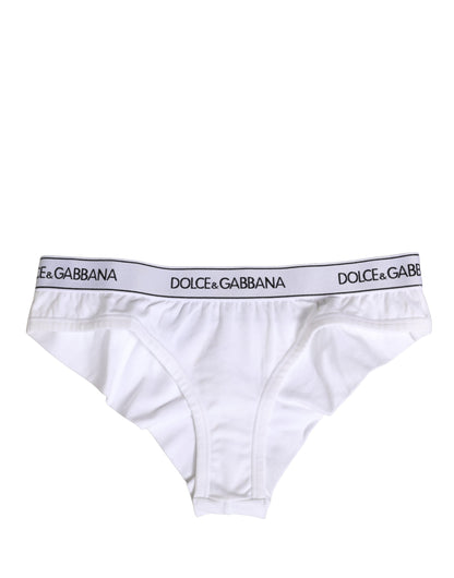 Ropa interior tipo braguita con logo en la cintura de algodón blanco Dolce & Gabbana