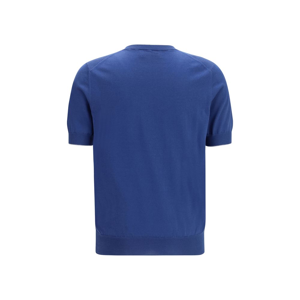 Camiseta de algodón azul Brunello Cucinelli