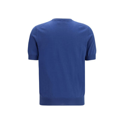 Camiseta de algodón azul Brunello Cucinelli