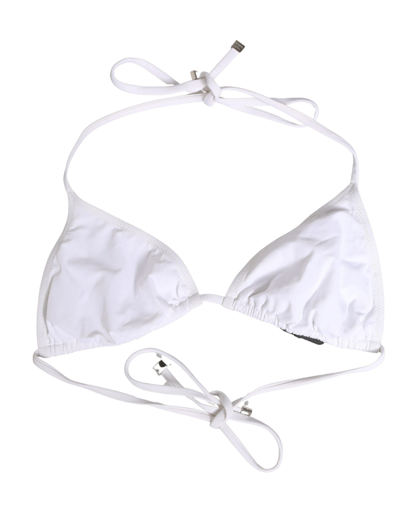 Haut de maillot de bain Dolce & Gabbana en nylon blanc avec motif triangle