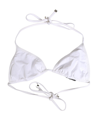 Haut de maillot de bain Dolce & Gabbana en nylon blanc avec motif triangle