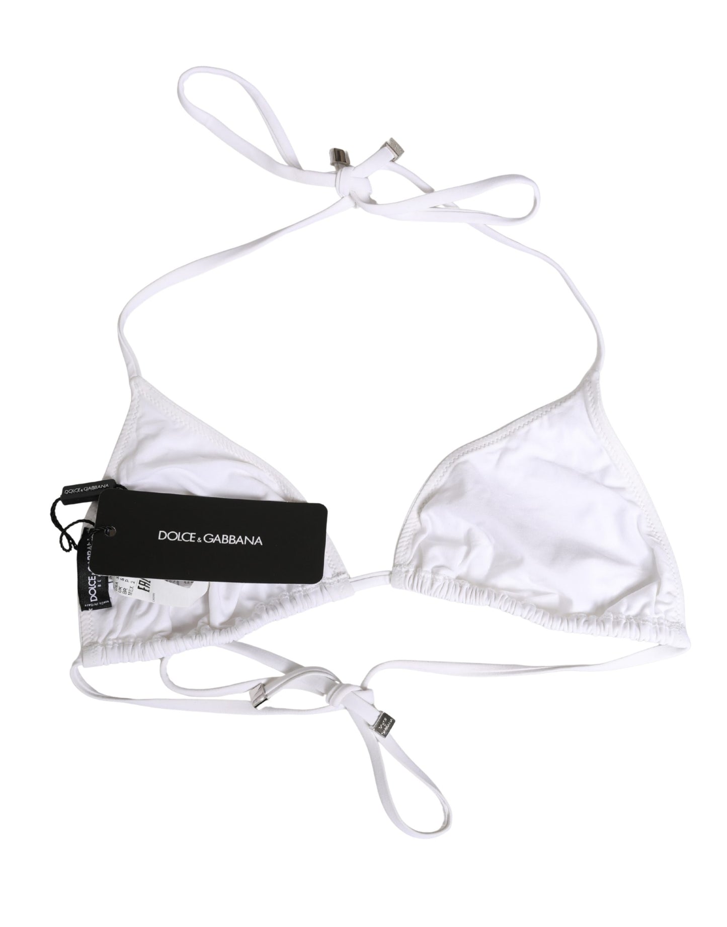 Haut de maillot de bain Dolce & Gabbana en nylon blanc avec motif triangle