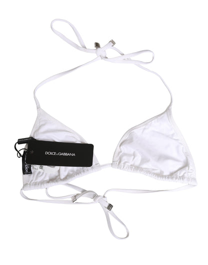 Haut de maillot de bain Dolce & Gabbana en nylon blanc avec motif triangle