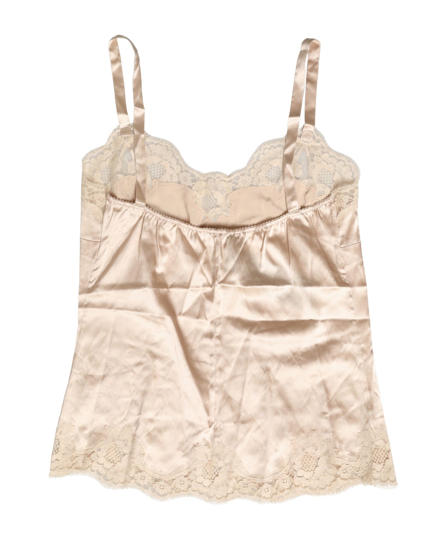 Dolce & Gabbana Lencería camisón de raso de seda con encaje beige
